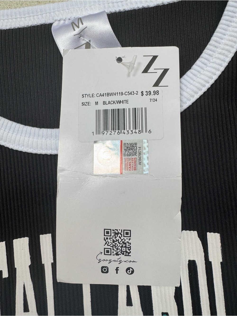Zoozatz Coastal Carolina Black Ringer Crop Tee - Picture 5 of 9